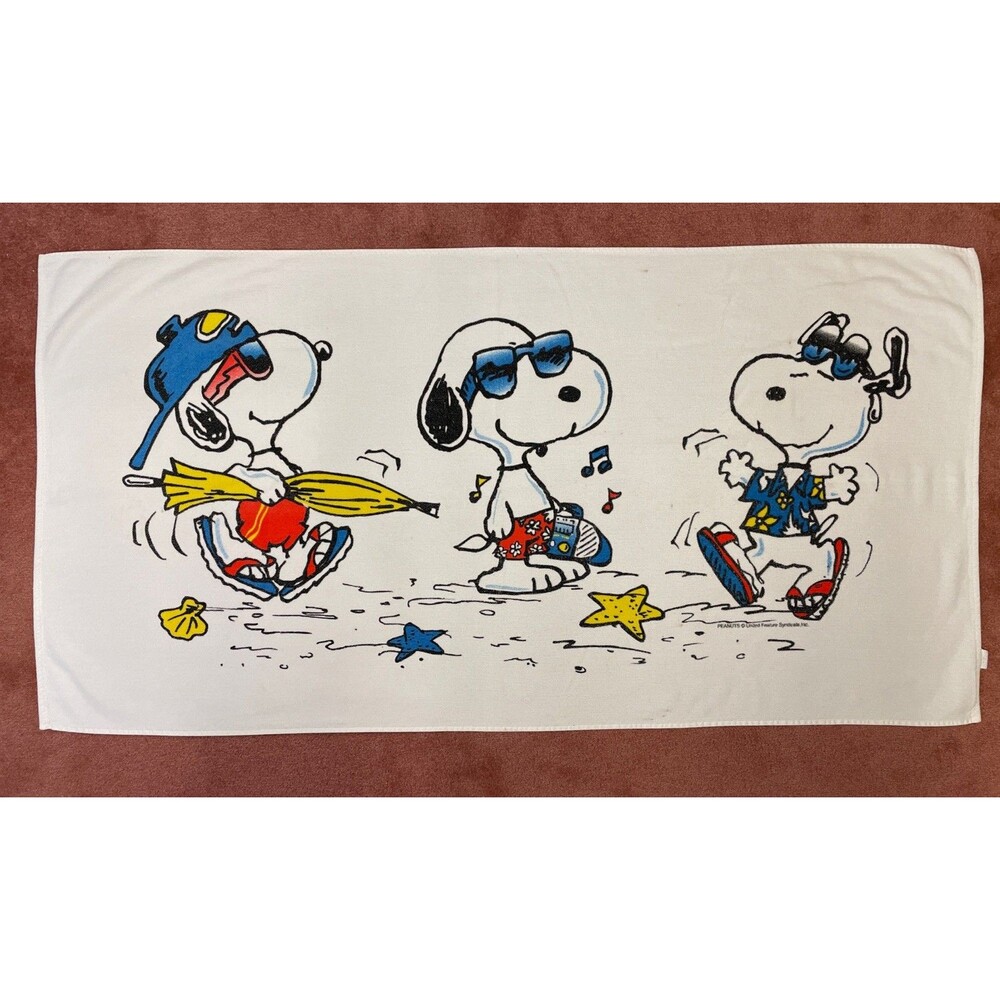 Vintage Snoopy Beach Towel 50x26 Cotton Sherry Resortwear Made in Brazil